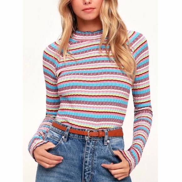 Free People Tops - NWT Free People Multicolor Mirror Stripe Tee